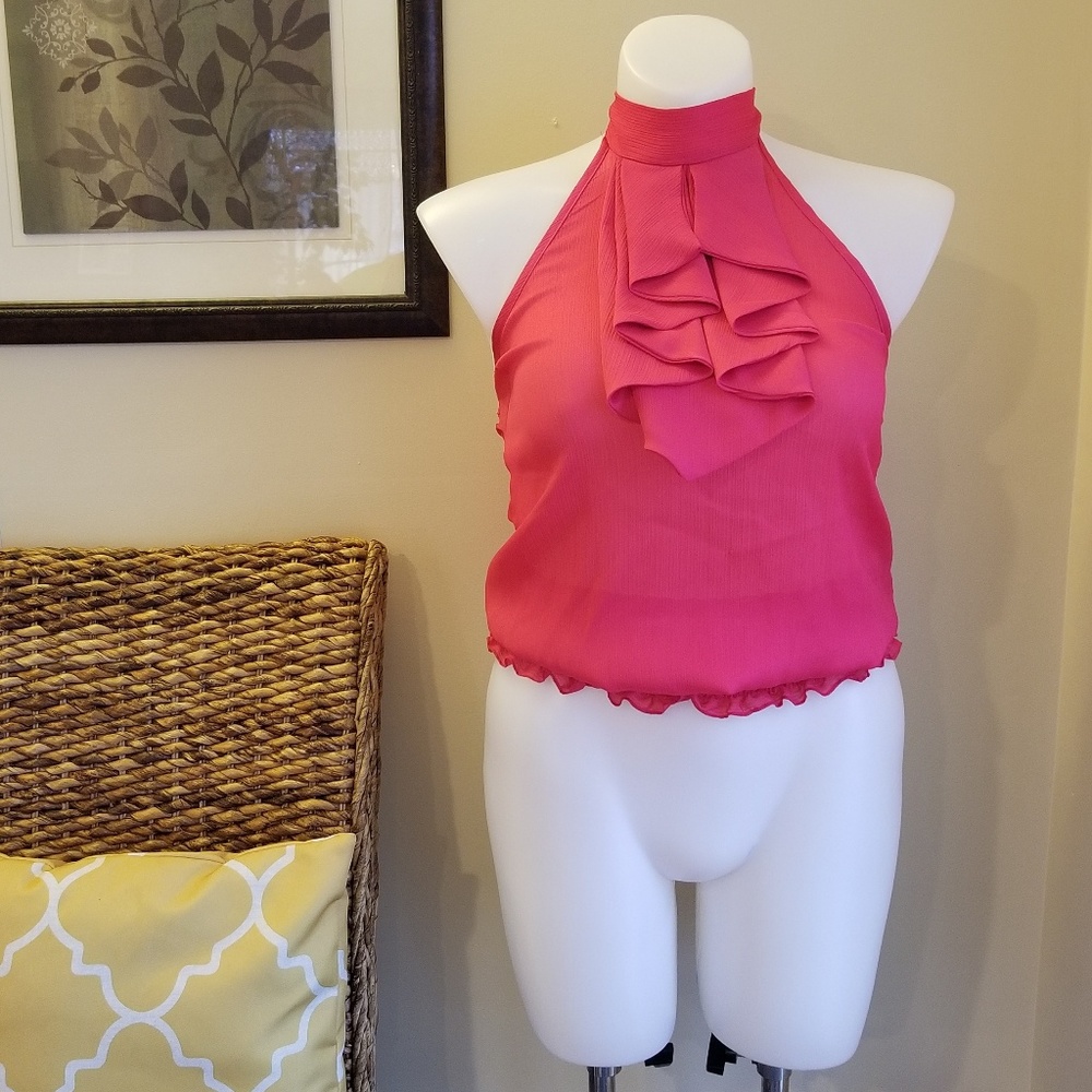 🛒Charlotte Russe Sleeveless Halter Top Hot Pink L